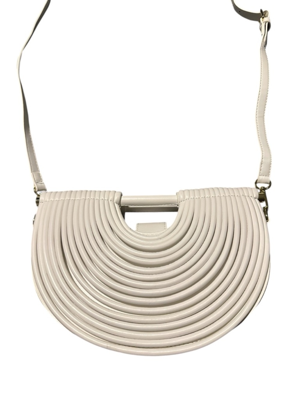 White Crossbody Bag with Gold Hardware and Removable Strap
